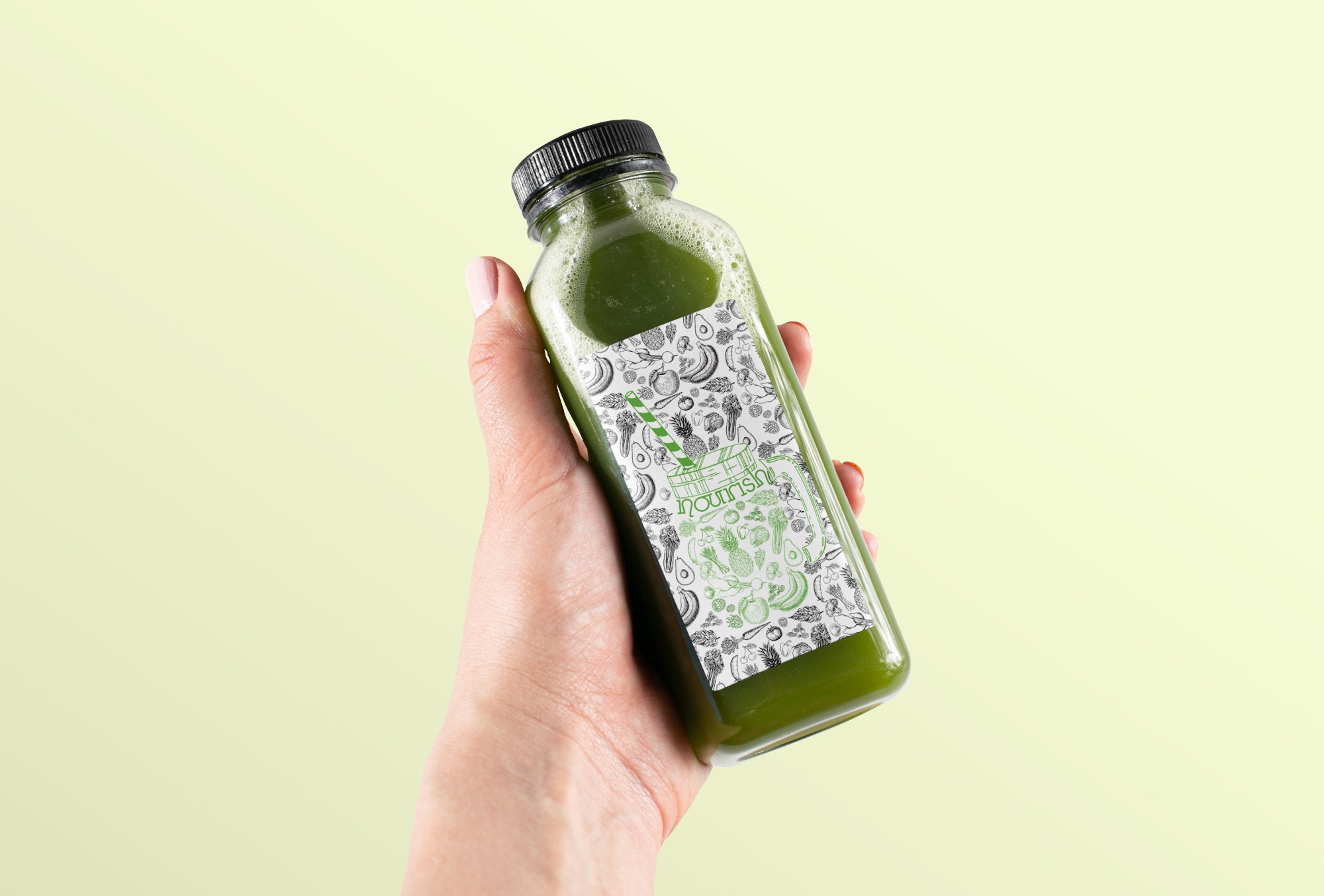 Nourish green juice bottle